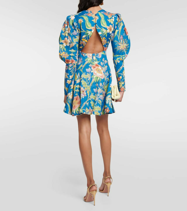 Alemais June Mini Dress Indigo Floral Size AU 16 - 16 / Floral - Dresses