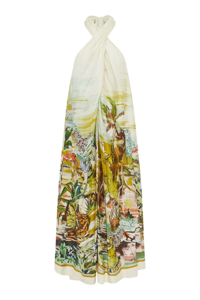 Alémais Jungle Boogie Silk Halter Dress - 16 / Print - Dresses