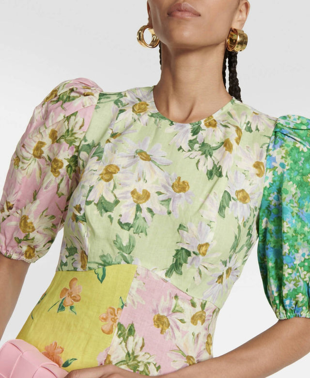 ALEMAIS - Alemais Kenzie patchwork linen midi dress