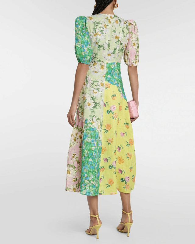 ALEMAIS - Alemais Kenzie patchwork linen midi dress