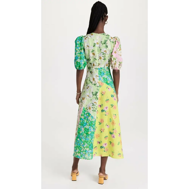 Alemais Kenzie Patchwork Midi Dress Floral Size 6 - 6 / Multi - Dresses