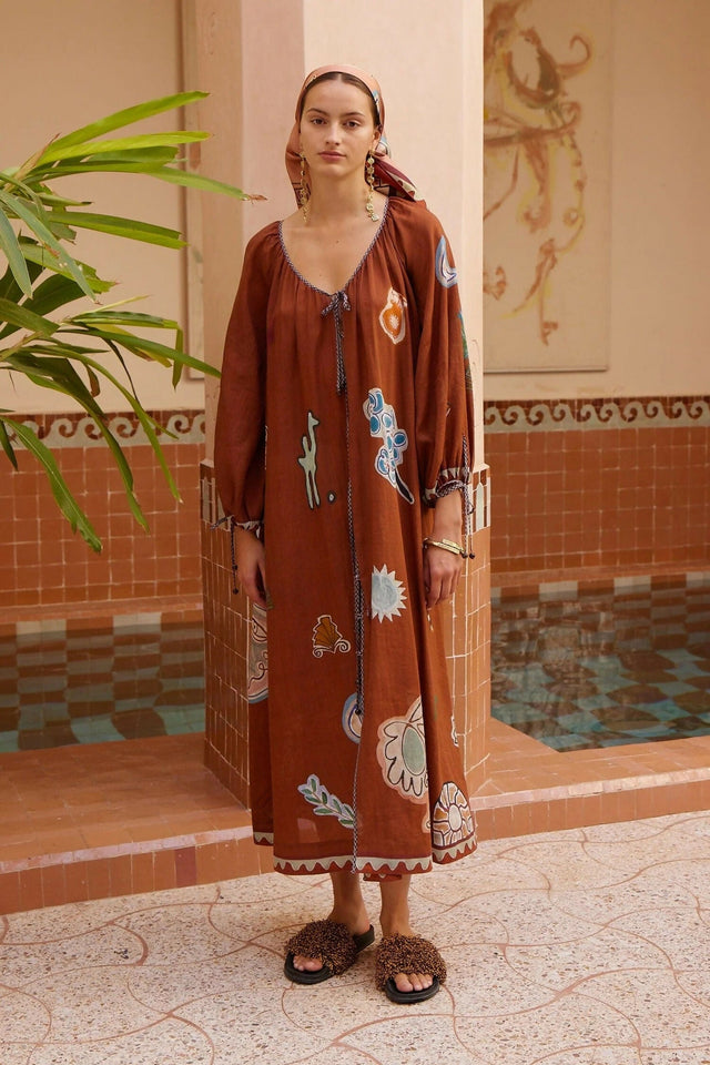 Alémais Laurence Tie Front Shirtdress - 12 / Brown - Dresses