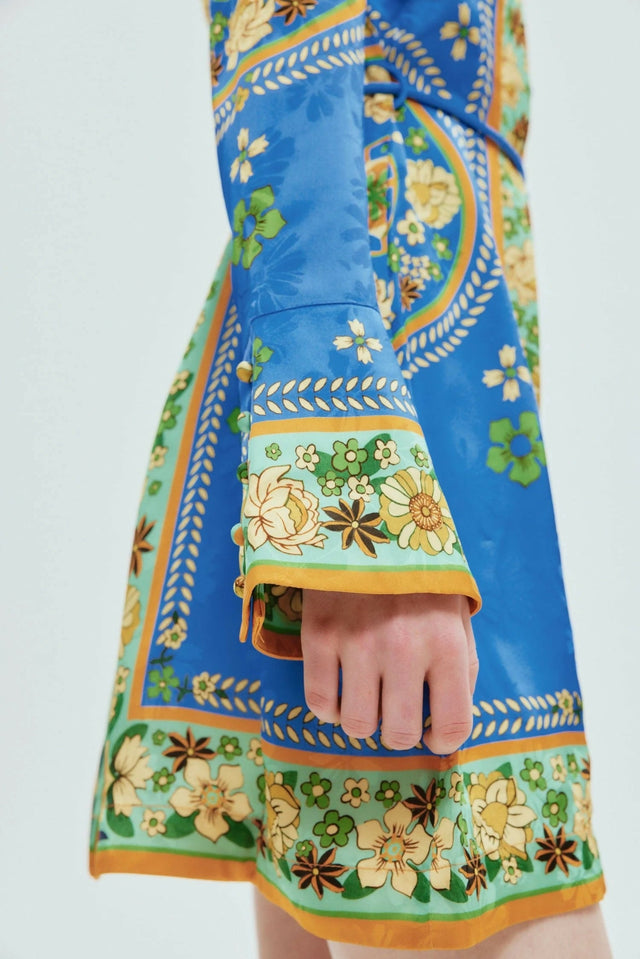 Alemais Linda Mini Dress in Blue Print Size AU 16 - Dresses