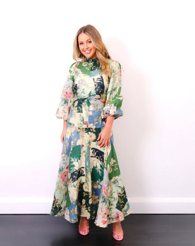 AlemaisLorettaPatchworkMidiDressHire
