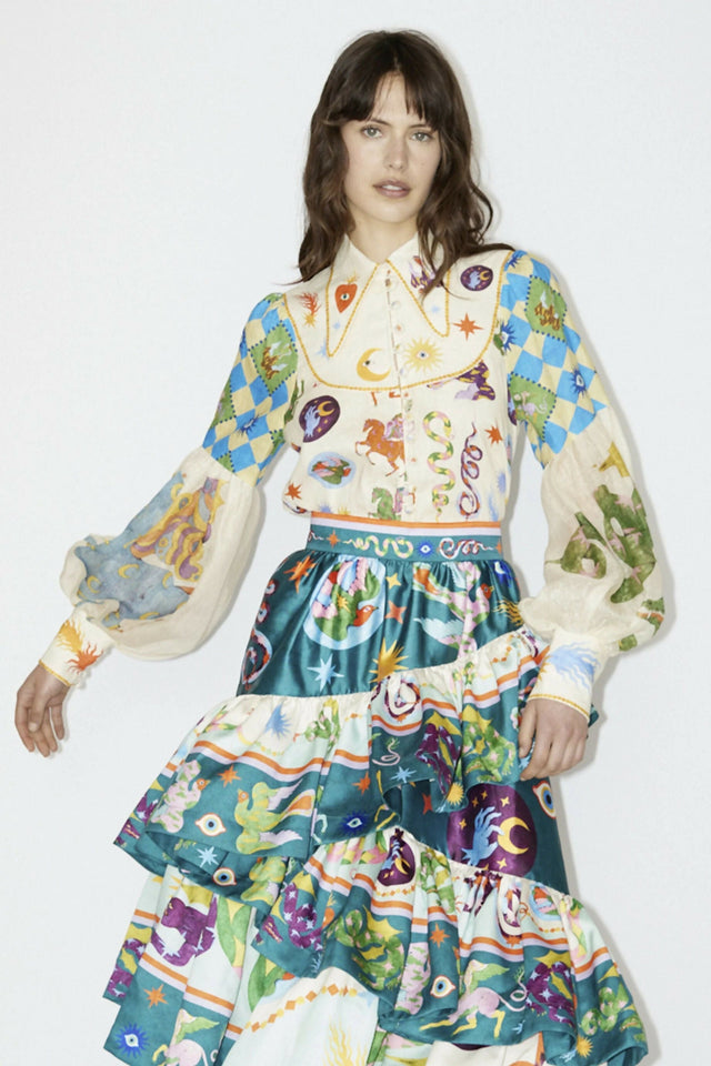 Alemais Lou Ballon Shirt Size 14 and Guardian Tiered Ruffle Skirt Size AU 14 Multi - 14 / Multi - Outfit Sets