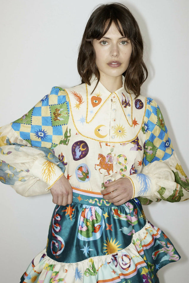 Alemais Lou Ballon Shirt Size 14 and Guardian Tiered Ruffle Skirt Size AU 14 Multi - 14 / Multi - Outfit Sets