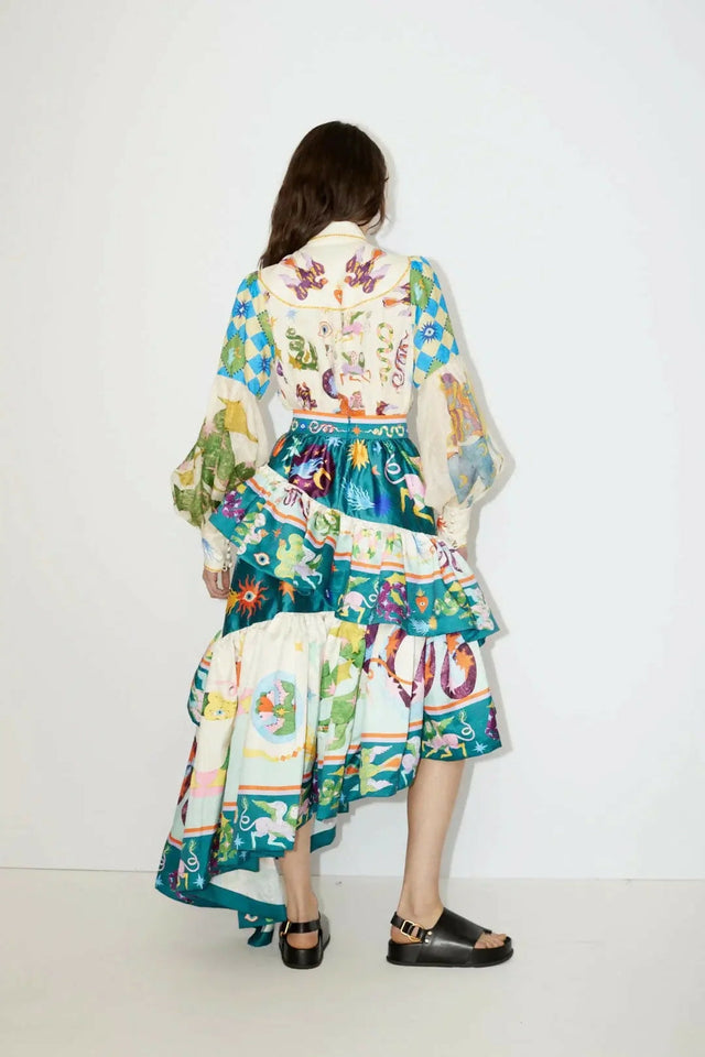 Alemais Lou Balloon Sleeve Shirt Multi Size 14 - 14 / Print - Outfit Sets