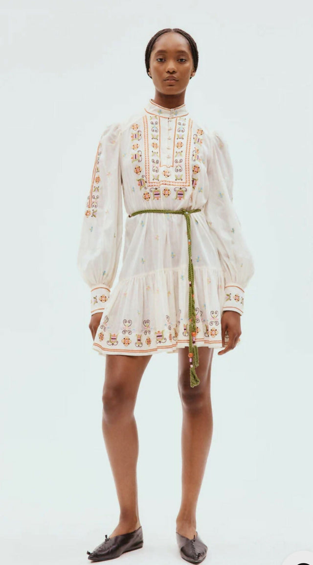 Alemais Lovella Mini Dress Floral Size 14 - 14 / White - Dresses