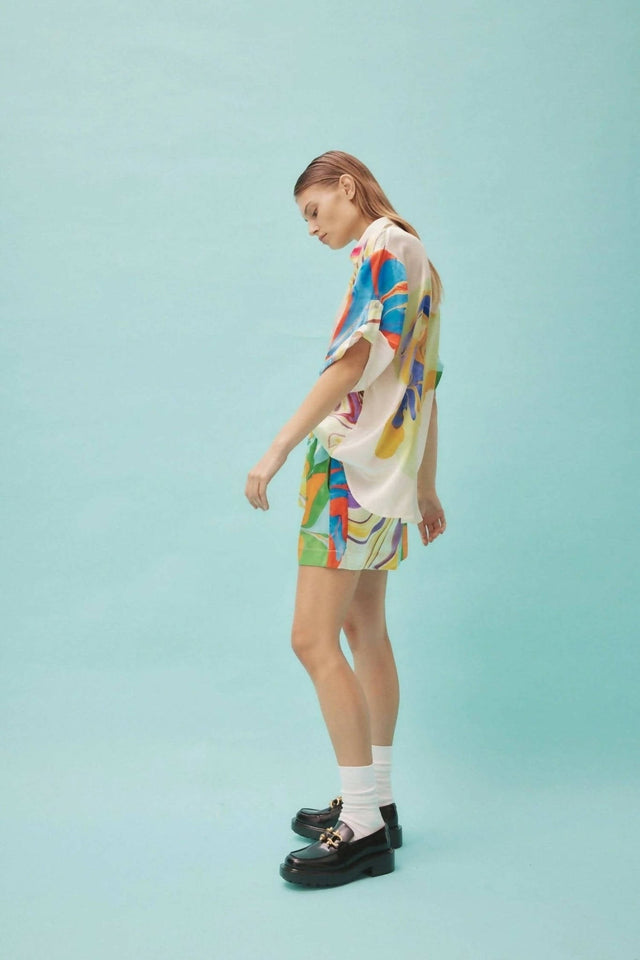 Alemais Luca Silk Shirt and Short Set Multi Size 16 - 16 / Multi - Outfit Sets