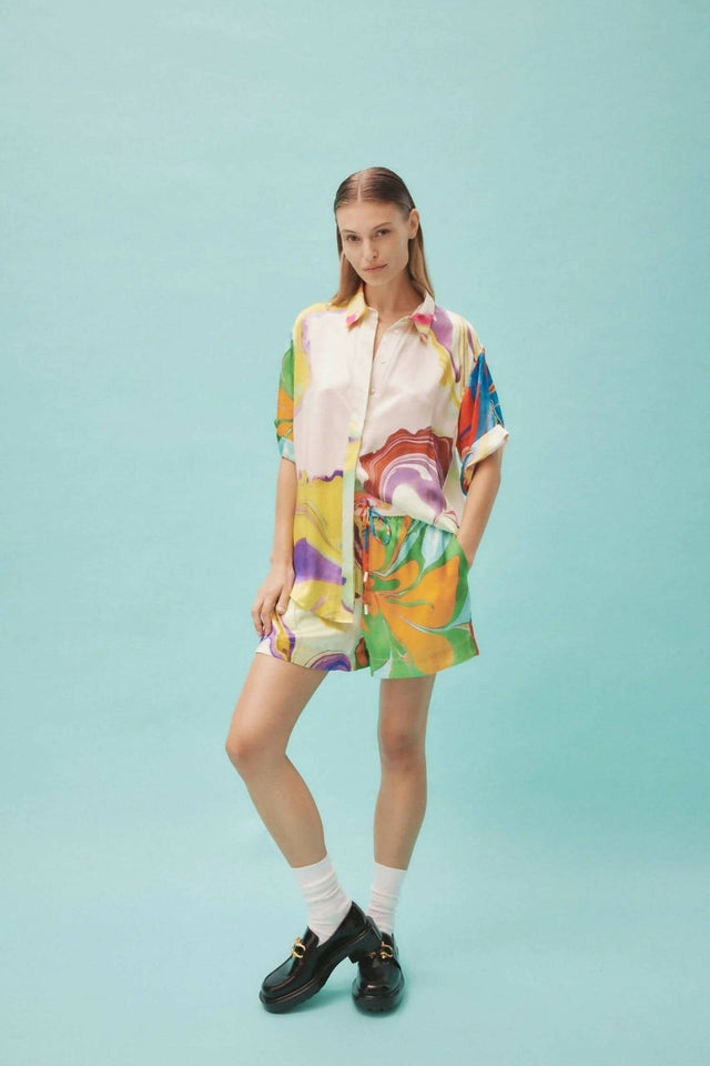 Alemais Luca Silk Shirt and Short Set Multi Size 16 - 16 / Multi - Outfit Sets