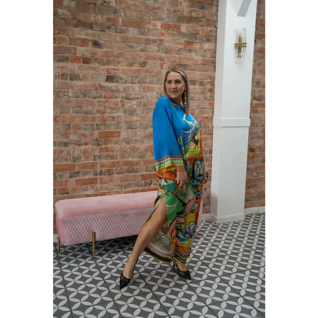 Alemais Lucky Pace Silk Midi Dress Blue Size 14 - 14 / Multi - Dresses