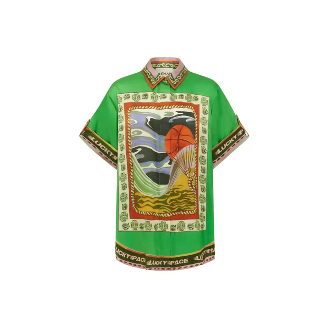 Alemais Lucky Pace Silk Shirt & Pant Set Green Size 12 - 12 / Multi - Outfit Sets