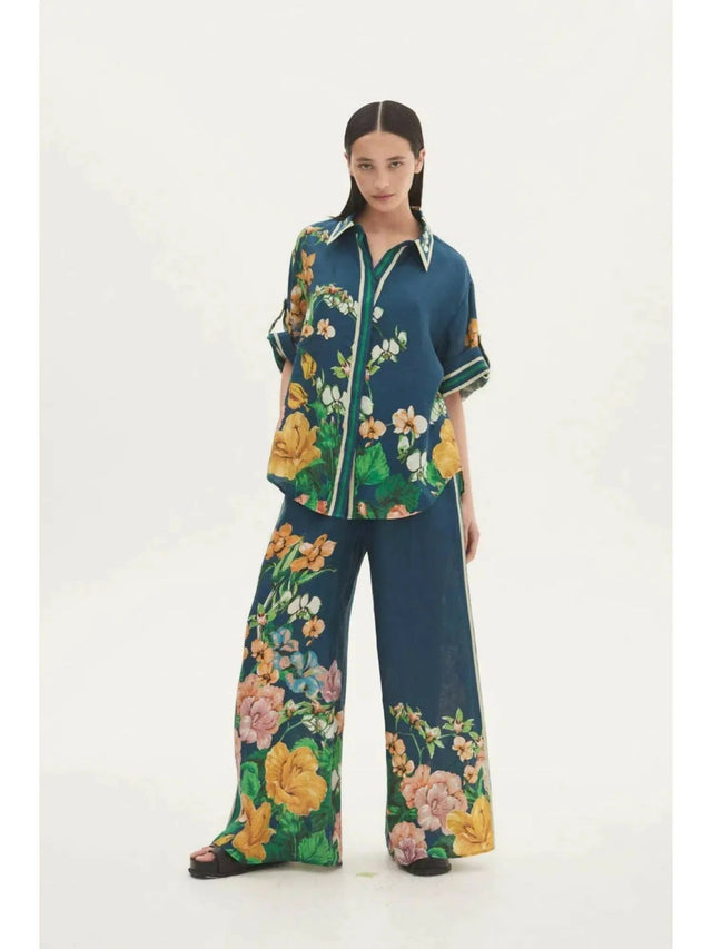 Alemais Lyla Linen Shirt and Pants Set - 16 / Floral - Outfit Sets