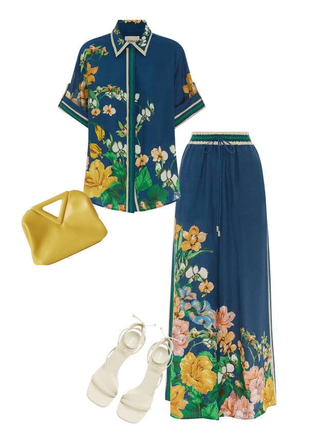 Alemais Lyla Linen Shirt and Pants Set - 16 / Floral - Outfit Sets