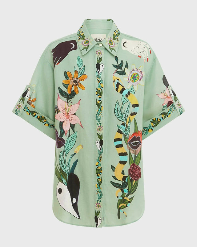 Alemais Meagan Linen Shirt and Short Set Green Size 14 & 16 - Outfit Sets