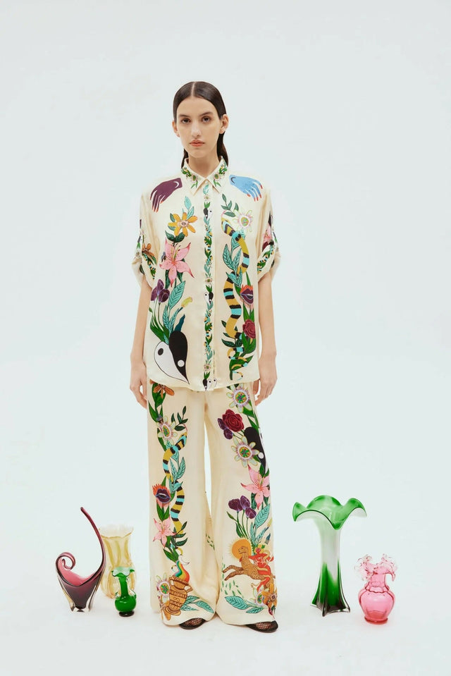 Alemais Meagan Silk Pant And Shirt Set Multi Print Size 14 - 14 / Print - Dresses