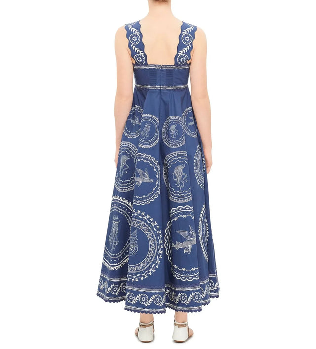 Alemais Oceane Summer Dress Blue Print Size 10 - 10 / Blue - Dresses