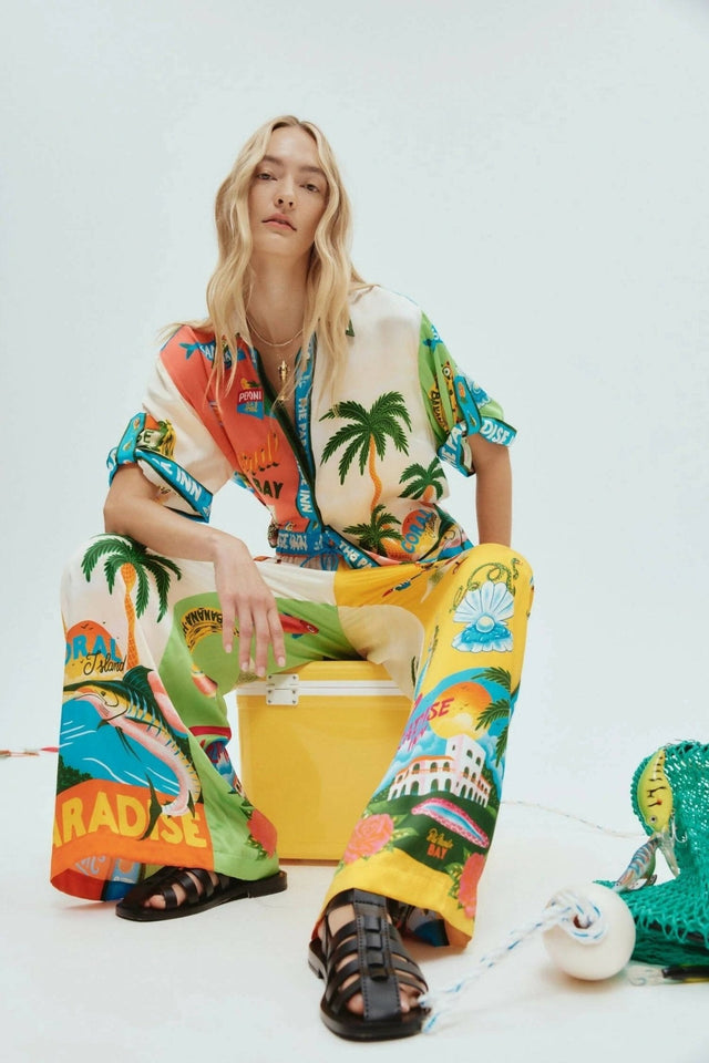 ALEMAIS - Alemais Paradiso Printed Silk Satin Shirt and Pant Set