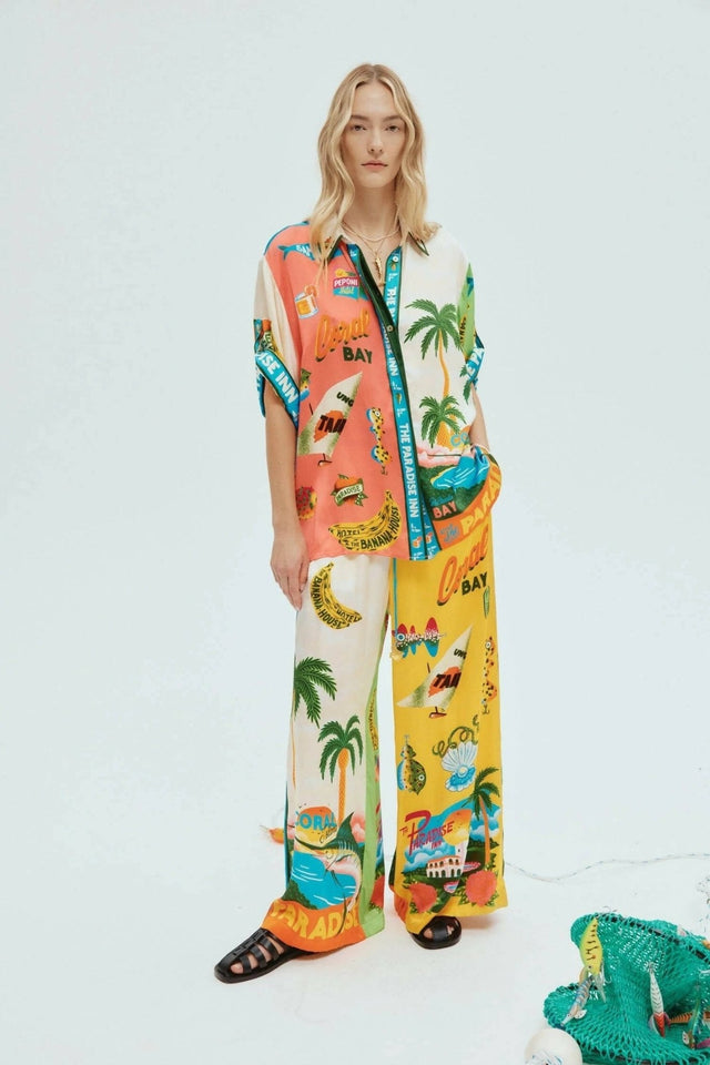 ALEMAIS - Alemais Paradiso Printed Silk Satin Shirt and Pant Set