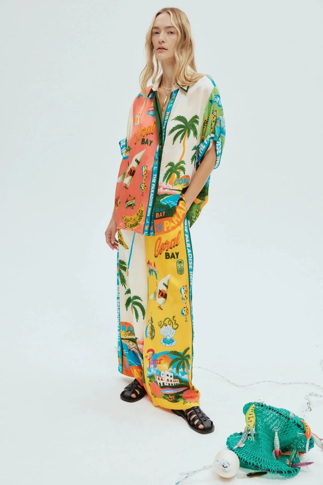 ALEMAIS - Alemais Paradiso Printed Silk Satin Shirt and Pant Set