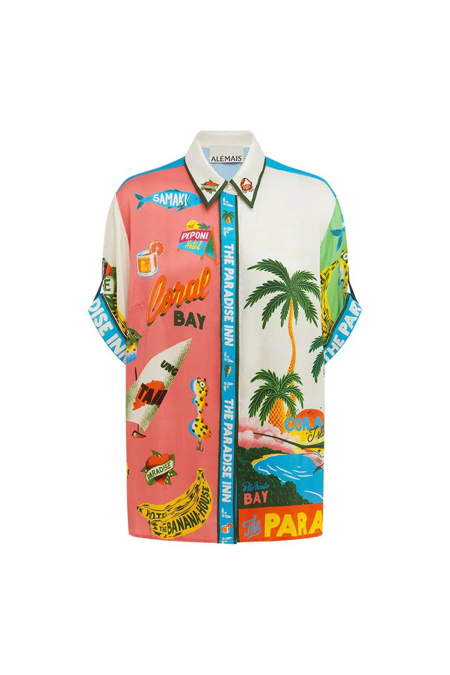 ALEMAIS - Alemais Paradiso Printed Silk Satin Shirt and Pant Set
