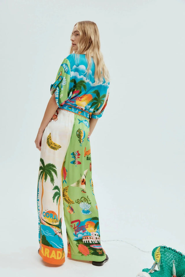 ALEMAIS - Alemais Paradiso Printed Silk Satin Shirt and Pant Set