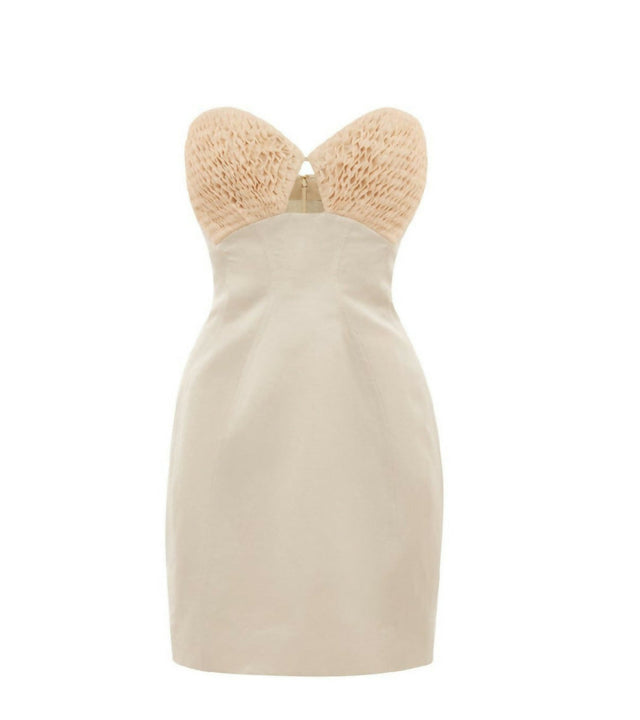 Alemais Pearl Smock Mini Dress Gardenia Size 16 - 16 / Nude - Dresses