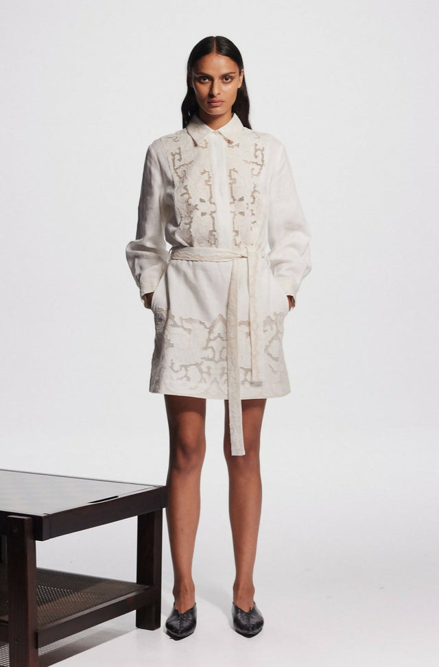 Alemais Pegasus Embroidered Mini Dress - 8 / White - Dresses