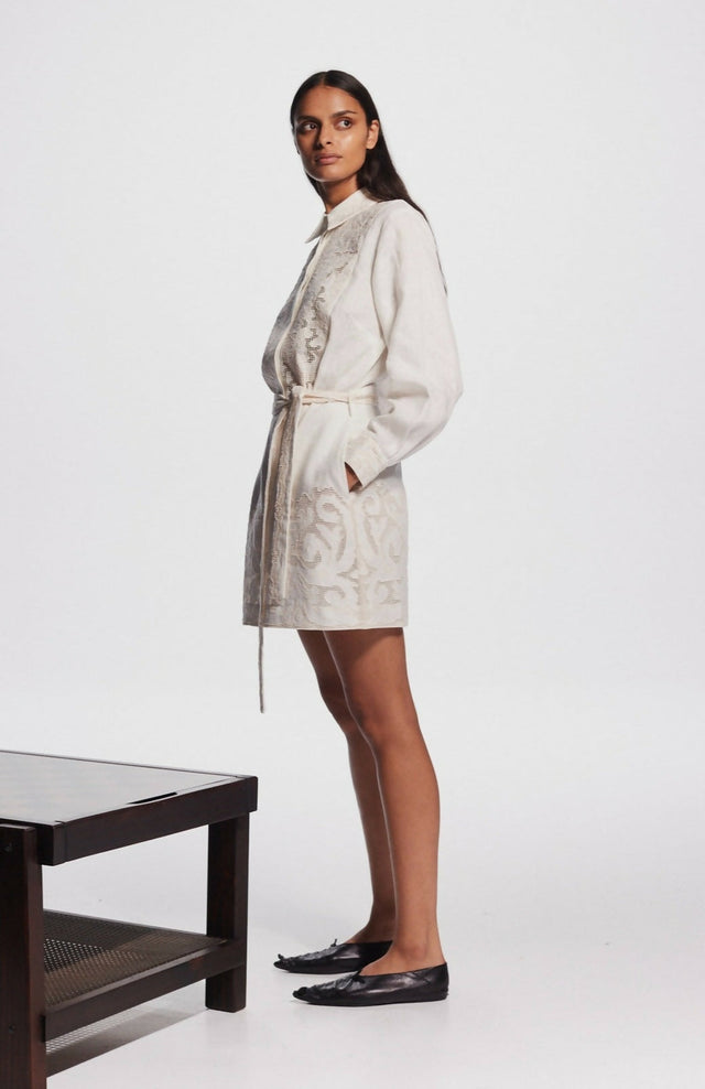 Alemais Pegasus Embroidered Mini Dress - 8 / White - Dresses