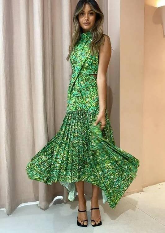 ALEMAIS - Alemais Phyllis Twist Front Pleat Midi Dress