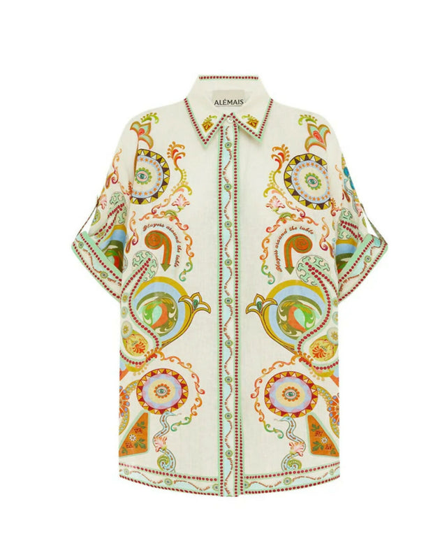 Alemais Pinball Linen Shirt and Short Set Multi Size 14 & 16 - Outfit Sets