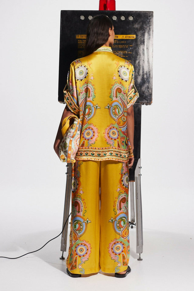 Alemais Pinball Silk Shirt and Pants Yellow Multi Size AU 16 - 16 / Print - Outfit Sets