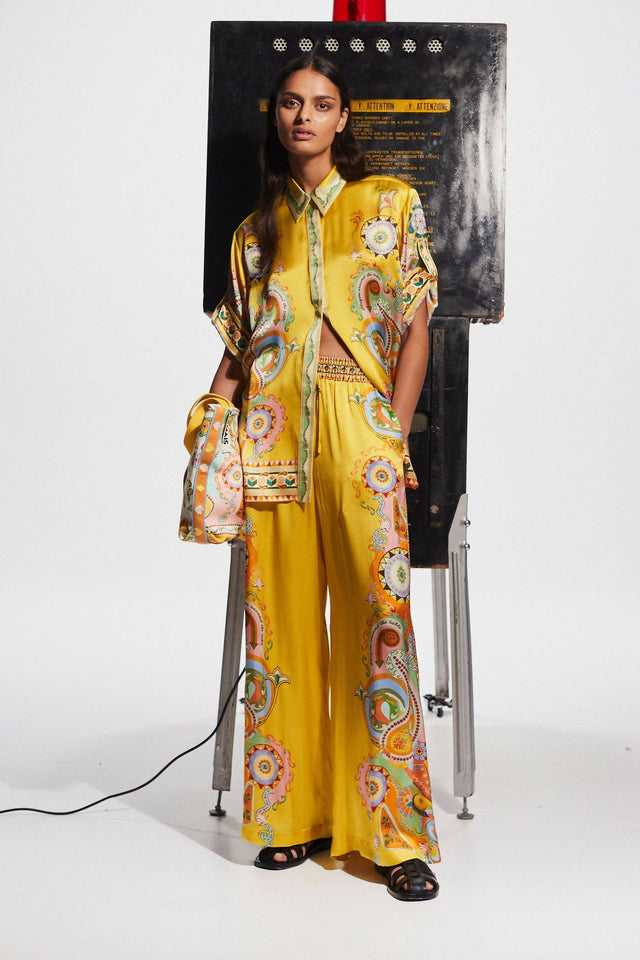 Alemais Pinball Silk Shirt and Pants Yellow Multi Size AU 16 - 16 / Print - Outfit Sets