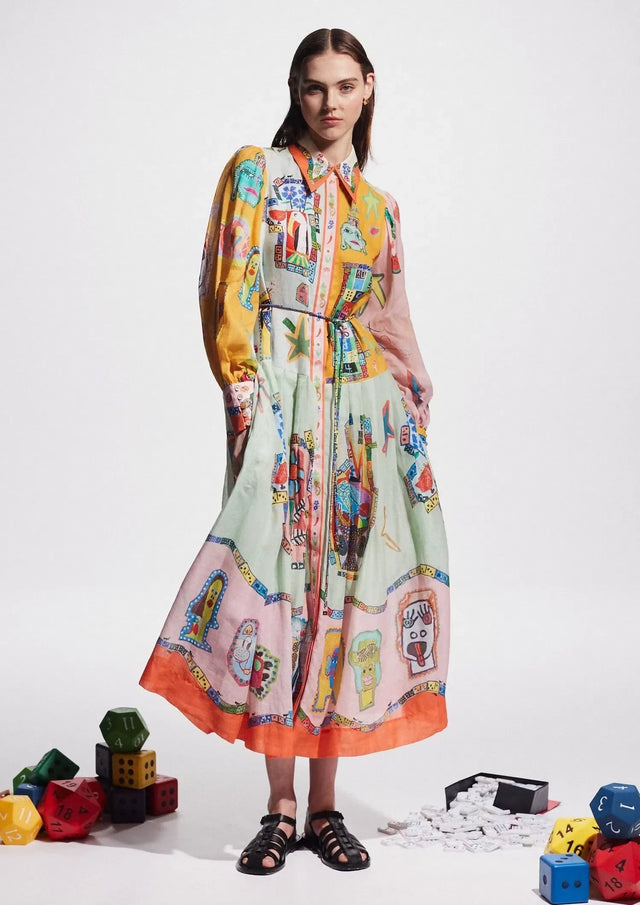 Alemais Players Shirt Midi Dress Multi Size 14 - 14 / Multi - Dresses