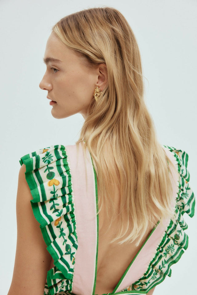 Alemais Porcelain Frill Midi Dress Multi Print Size 16 - 16 / Multi - Dresses