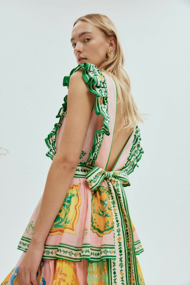 Alemais Porcelain Frill Midi Dress Multi Print Size 16 - 16 / Multi - Dresses