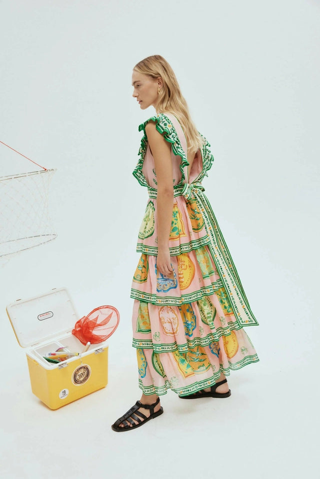 Alemais Porcelain Frilled Midi Dress Print Size 10 - 10 / Print - Dresses