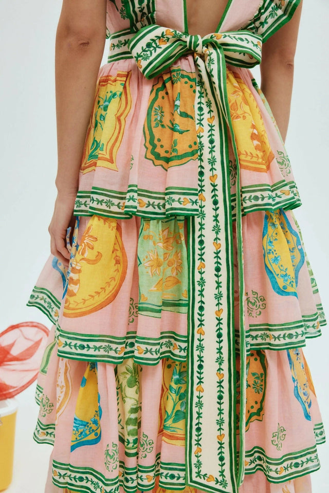 Alemais Porcelain Frilled Midi Dress Print Size 10 - 10 / Print - Dresses