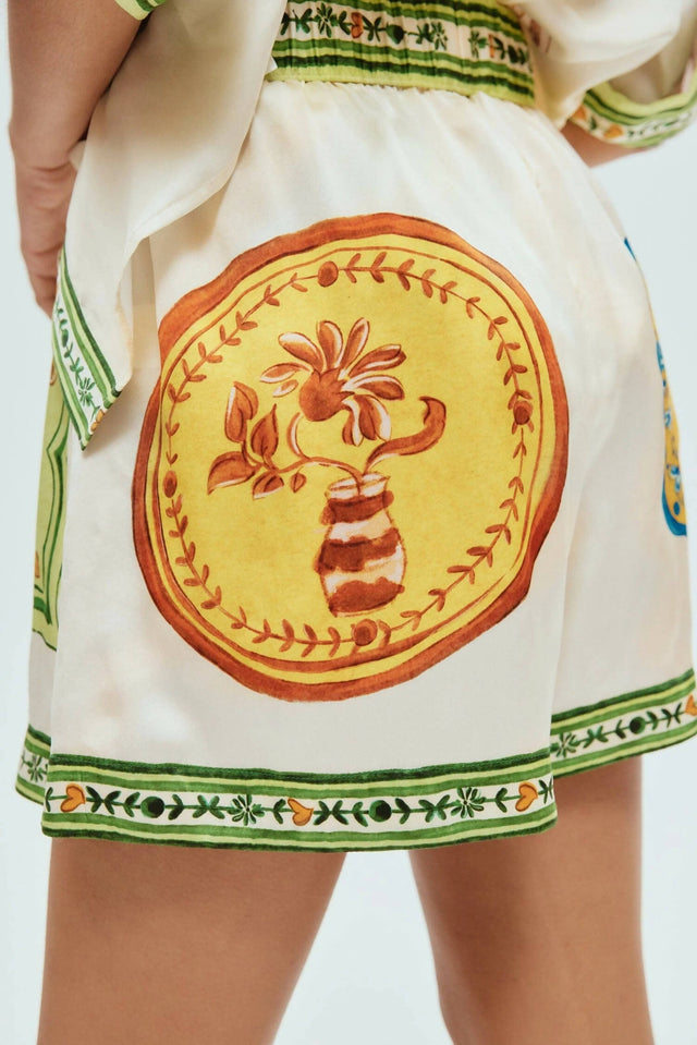 Alemais Porcelain Silk Shirt and Shorts Set - Outfit Sets