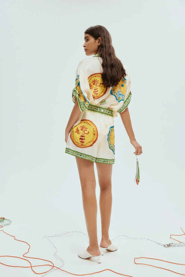 Alemais Porcelain Silk Shirt and Shorts Set - Outfit Sets