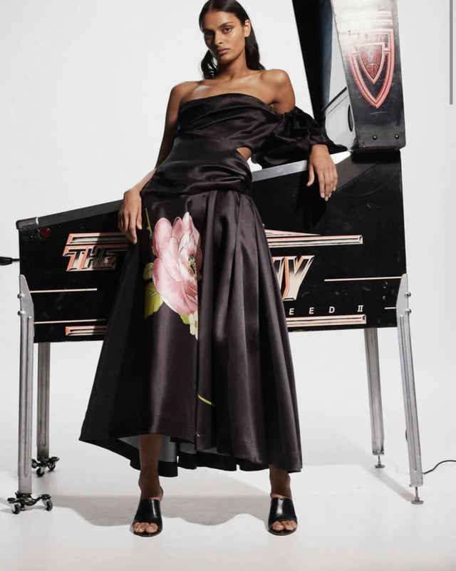 Alemais Regent Noir Gown Black Floral - 8 / Black - Dresses