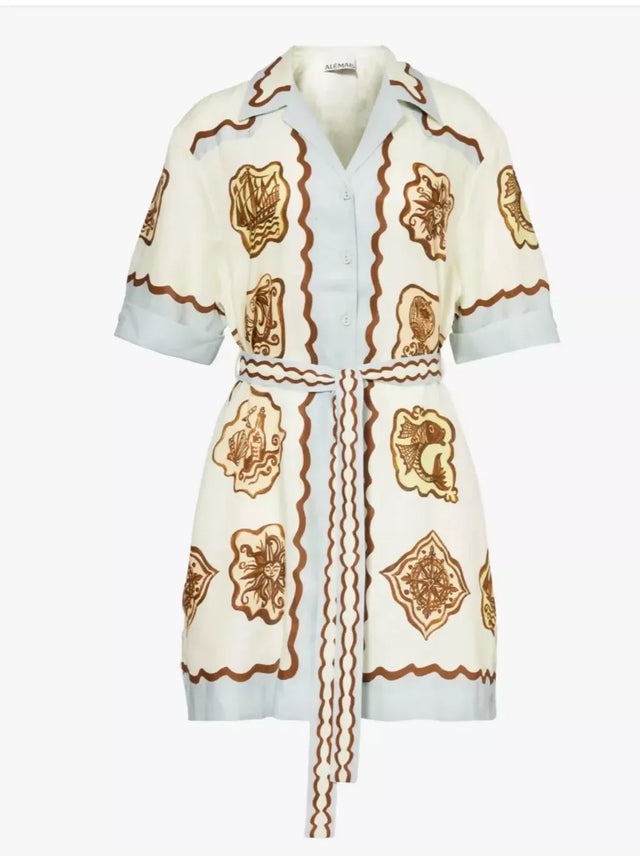 Alemais Relic Mini Dress Multi Size 14 - 14 / Print - Dresses