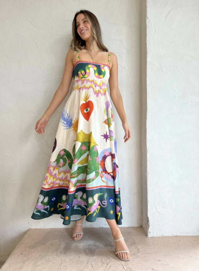 Alemais Seeker Midi Sundress Multi Print Size 14 - 14 / Multi - Dresses