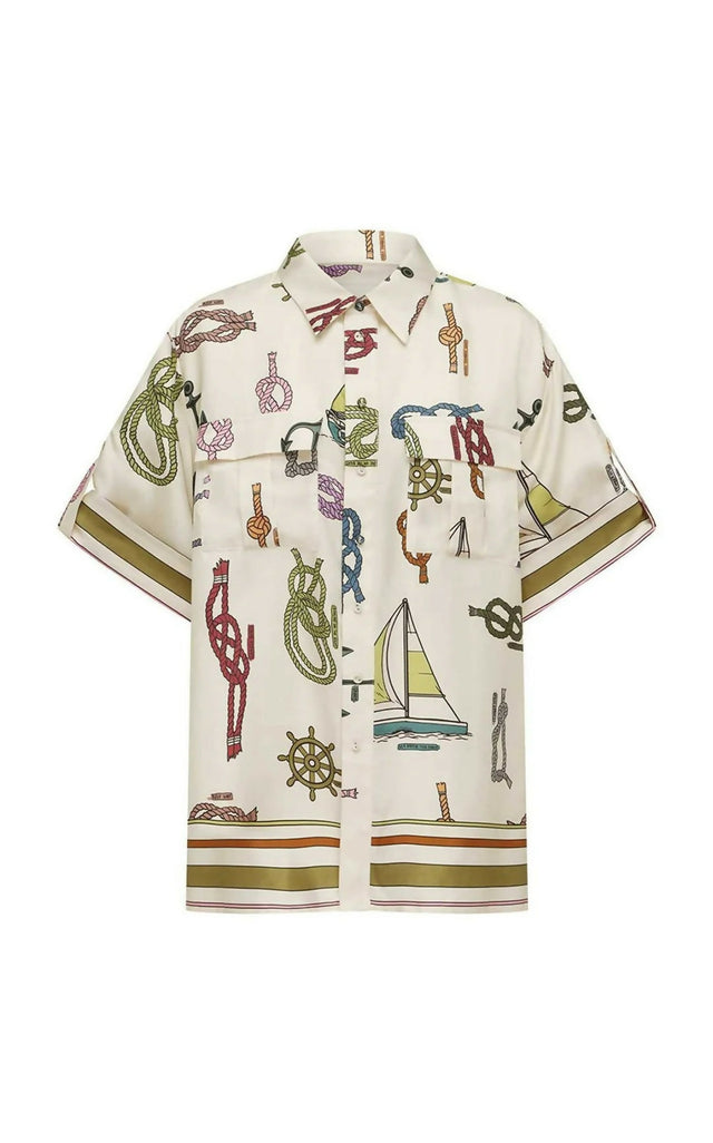 Alemais Ships Ahoy Silk Shirt and Pants Set (Top size 12 Pants Size 14) - 12 / Print - Outfit Sets