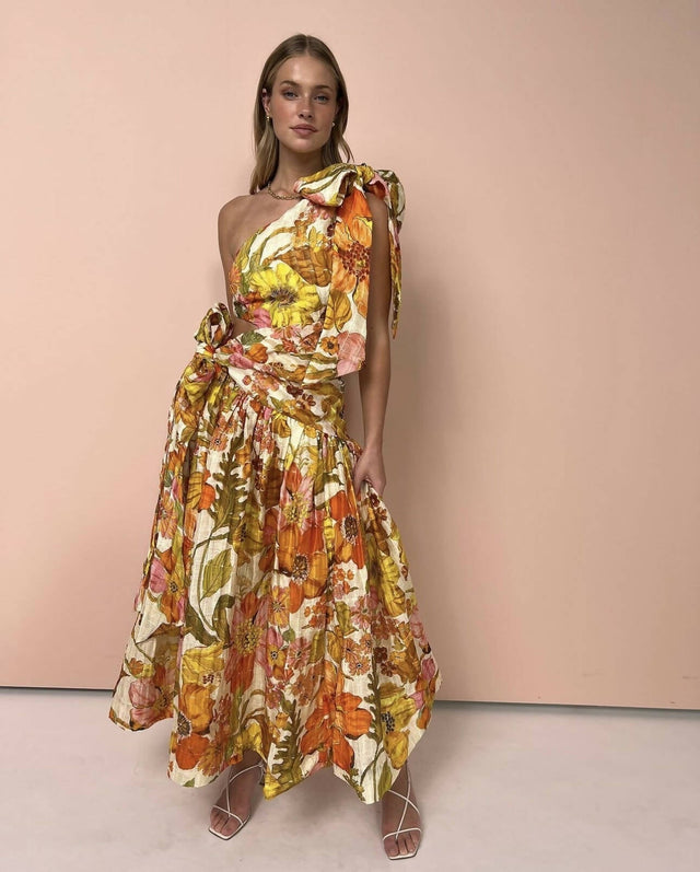 ALEMAIS - Alemais Silas Asymmetric Linen-Silk Gown