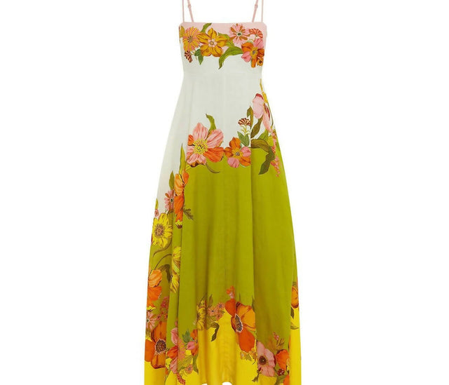 Alemais Silas Linen Maxi Dress Size 10 in Multicolour - 10 / Multi - Dresses