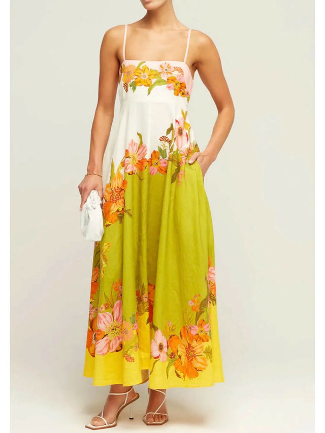 Alemais Silas Linen Sundress Floral Size 6 - 6 / Multi - Dresses
