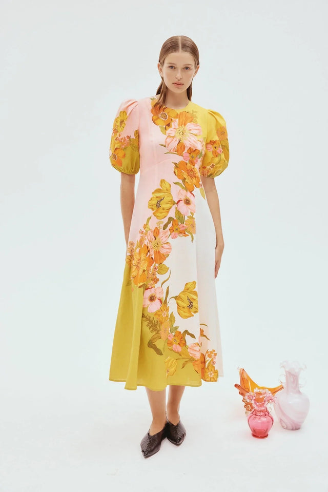 Alemais Silas Midi Dress In Multi Floral - Dresses