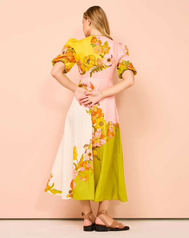 Alemais Silas Puff Sleeve Midi Dress - 14 / Floral - Dresses