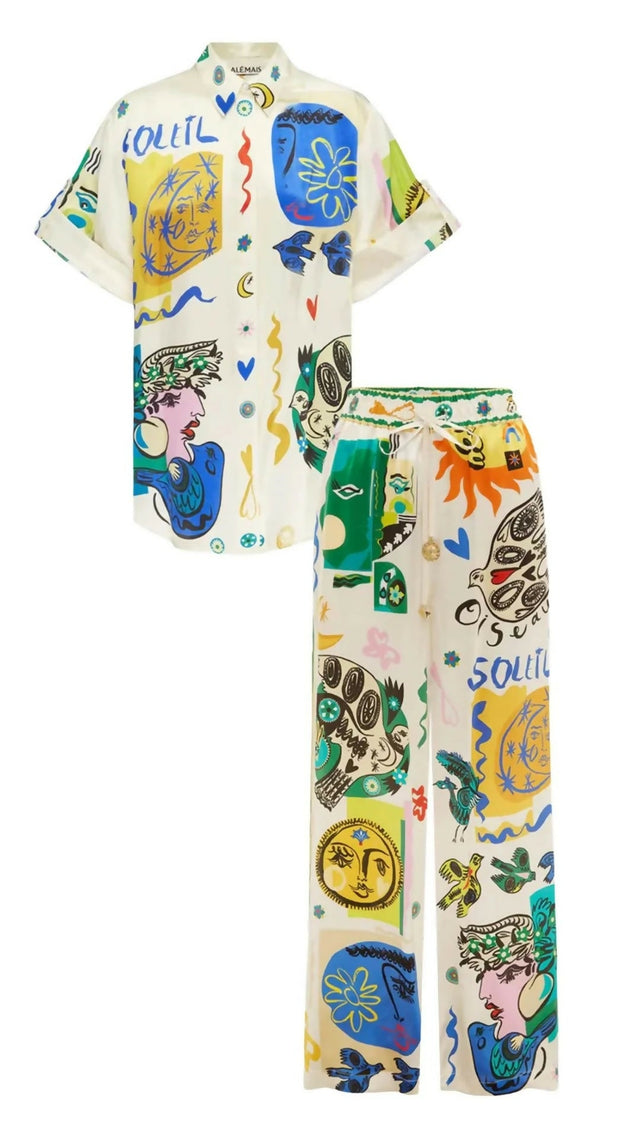 Alemais Soleil SIlk Shirt and Pant Set Print Size AU 14 - 14 / Print - Outfit Sets
